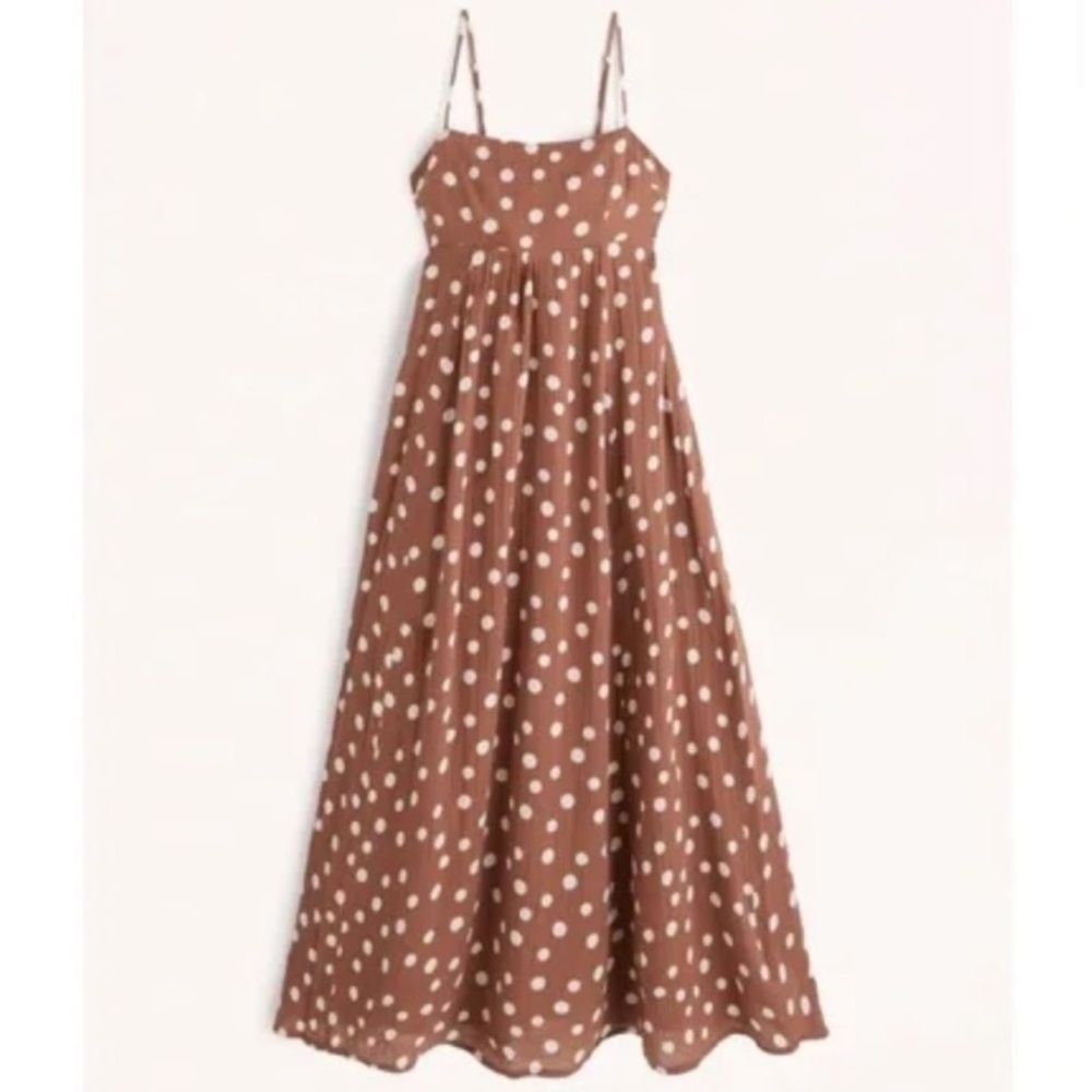 Abercrombie & Fitch Brown Polka Dot Maxi Dress